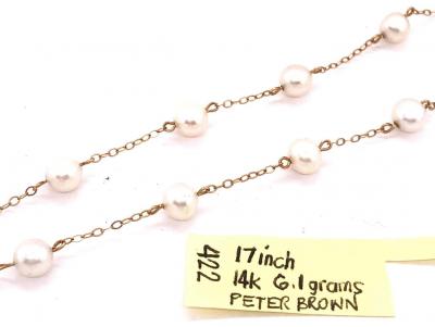 14 Karat Yellow Gold Peter Brown Pearl and Gold Link Necklace
