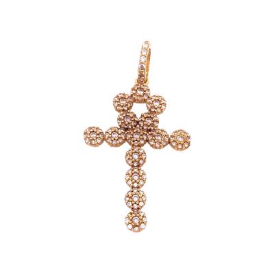 14 Karat Yellow Gold Religious Charm Pendant with Round Zirconium