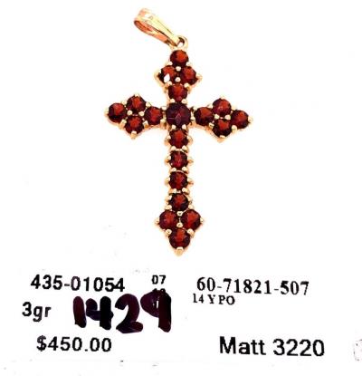14 Karat Yellow Gold Religious Crucifix Pendant with Semi Precious Stones