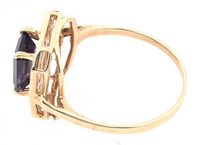 14 Karat Yellow Gold Ring Semi Precious Solitaire with Diamond Accents