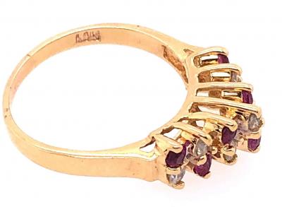 14 Karat Yellow Gold Ruby and Diamond Fashion Ring