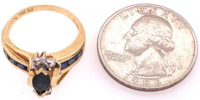 14 Karat Yellow Gold Sapphire Ring with Diamond Accents