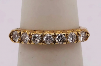 14 Karat Yellow Gold Seven Diamond Anniversary Ring Wedding Band 0 70 TDW