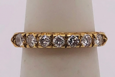14 Karat Yellow Gold Seven Diamond Anniversary Ring Wedding Band 0 70 TDW
