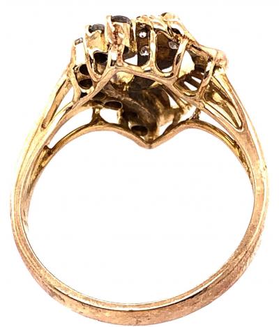 14 Karat Yellow Gold and Diamond Heart Ring