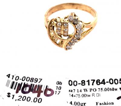 14 Karat Yellow Gold and Diamond Heart Ring