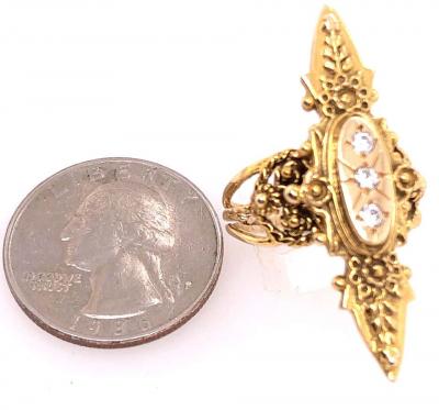 14 Karat Yellow Gold and Three Diamond Freeform Ring