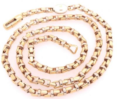 14 Karat Yellow and White Gold Baraka Brev Luxury Heavy Link Necklace