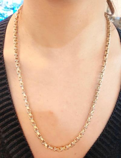14 Karat Yellow and White Gold Baraka Brev Luxury Heavy Link Necklace