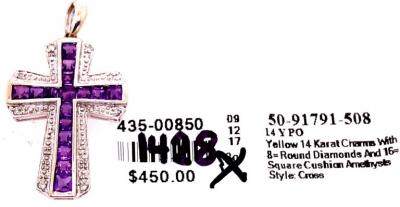 14 Karat Yellow and White Gold Charm Pendant with Diamond and Amethyst