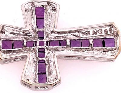 14 Karat Yellow and White Gold Charm Pendant with Diamond and Amethyst