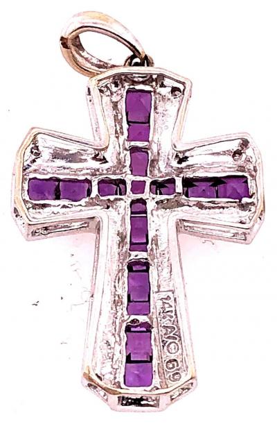 14 Karat Yellow and White Gold Charm Pendant with Diamond and Amethyst