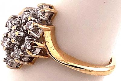 14 Karat Yellow and White Gold Contemporary Ring with Diamonds