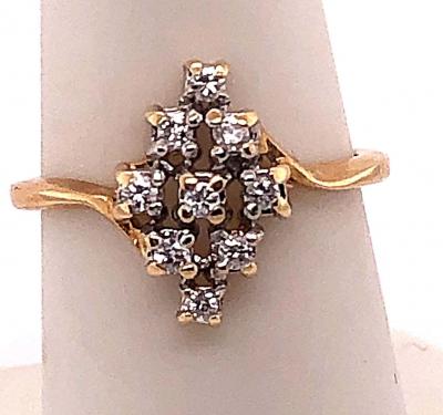 14 Karat Yellow and White Gold Contemporary Ring with Diamonds