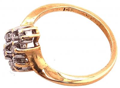 14 Karat Yellow and White Gold Contemporary Ring with Diamonds