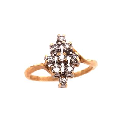 14 Karat Yellow and White Gold Contemporary Ring with Diamonds