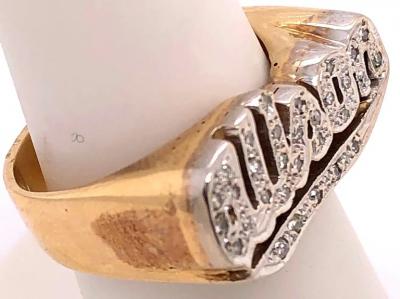 14 Karat Yellow and White Gold Name Alison Signet Ring with Diamonds