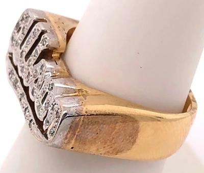 14 Karat Yellow and White Gold Name Alison Signet Ring with Diamonds