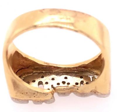 14 Karat Yellow and White Gold Name Alison Signet Ring with Diamonds