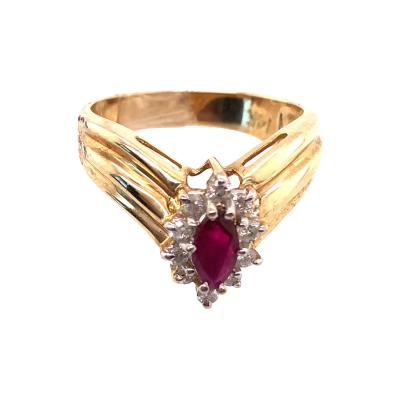 14 Karat Yellow and White Gold Ruby Ring with Diamond Accents 0 50 TDW