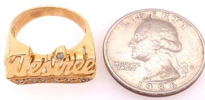 14 Karat Yellow and White Gold Signet Ring Desiree with Diamonds