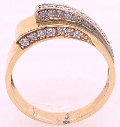 14 Karat Yellow and White Gold and Diamond Contemporary Ring