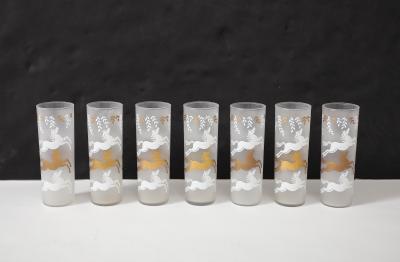 14 MId Century Frosted Beverage Glasses