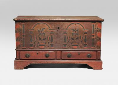 Rare Vibrant Painted Blanket Chest c 1780 90