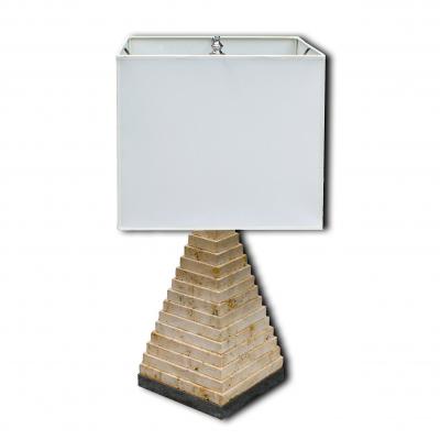 Karl Springer Travertine Pyramid Lamp c 1980 s