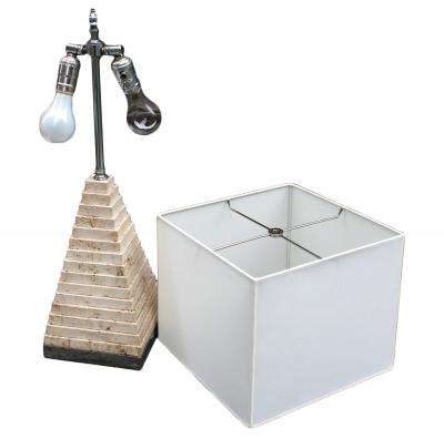 Karl Springer Travertine Pyramid Lamp c 1980 s