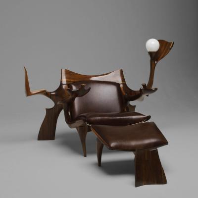 Jack Rogers Hopkins Custom Lounge Chair and Ottoman USA c 1970