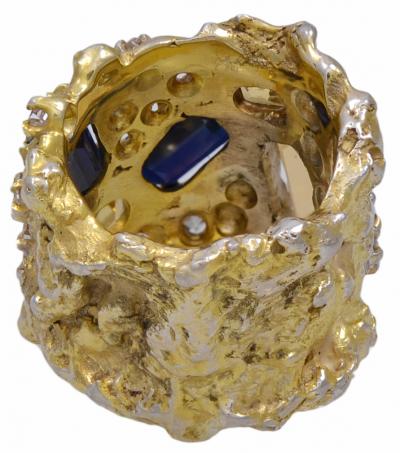 Arthur King Citrine Sapphire Diamond and Gold Ring Arthur King