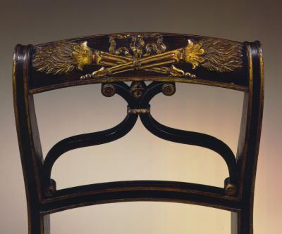 Important Set of 4 Carved and Gilt Decorated Rosewood Upholstered Side Chairs