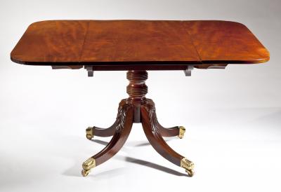 Duncan Phyfe Fine Sheraton Carved Mahogany Drop Leaf Dining Tables 1820