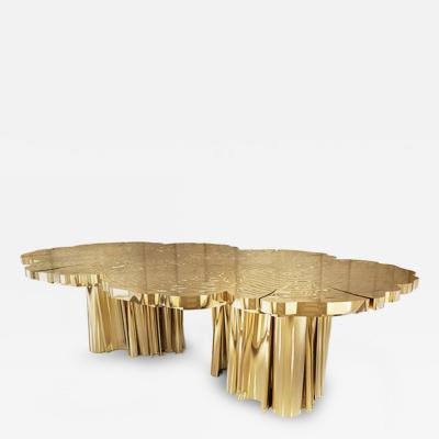 Marco Antonio Olvera Calderon Free Form Dining Table in High Polish Brass Finish from the Union Series 1 50