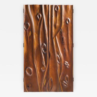 Phillip Lloyd Powell Pair of Carved Wood Doors by Phillip Powell