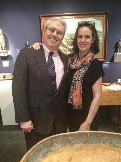 David and Yvette Schorch of David Schorsch-Eileen Smiles Antiques, in thier booth.