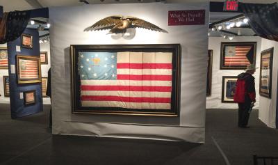 Loan exhibit "What So Proudly We Hail, American Flags and Patriotic Textiles," curated by exhibitor Jeff Bridgman.