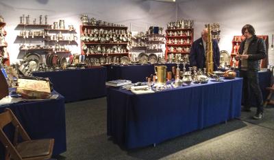 Wolf Pewter, Bette & Melvyn Wolf, booth 25, Flint, Michigan.