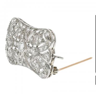 14K GOLD 0 90 CTTW VINTAGE DIAMOND OPENWORK BROOCH