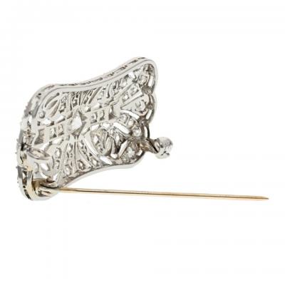 14K GOLD 0 90 CTTW VINTAGE DIAMOND OPENWORK BROOCH