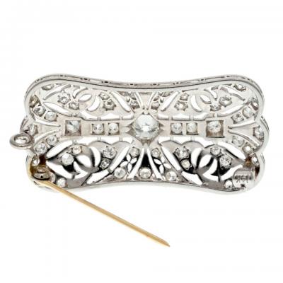 14K GOLD 0 90 CTTW VINTAGE DIAMOND OPENWORK BROOCH