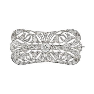 14K GOLD 0 90 CTTW VINTAGE DIAMOND OPENWORK BROOCH