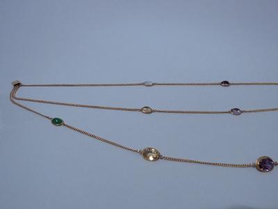 14K Gold Semi Precious Stones Chain Circa 1930