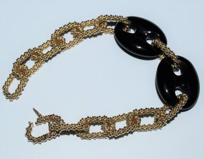 14K Gold and Onyx Convertible Necklace and Bracelet