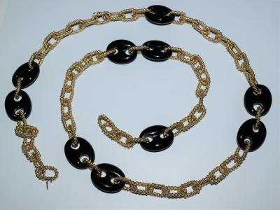 14K Gold and Onyx Convertible Necklace and Bracelet