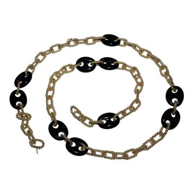 14K Gold and Onyx Convertible Necklace and Bracelet