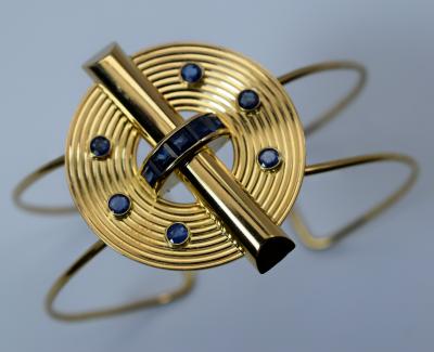 14K Gold and Sapphire Cuff Bracelet