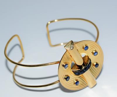 14K Gold and Sapphire Cuff Bracelet