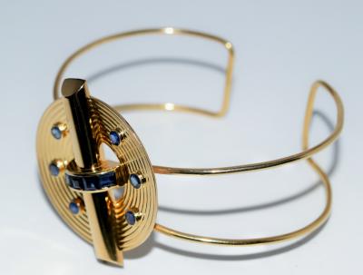 14K Gold and Sapphire Cuff Bracelet